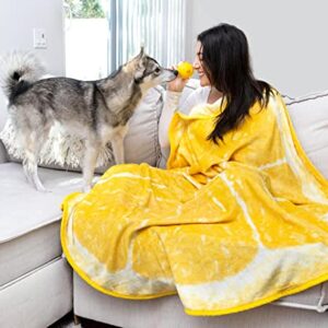 Lemon Slice Round Fleece Throw Blanket | 60 Inches