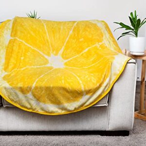 Lemon Slice Round Fleece Throw Blanket | 60 Inches