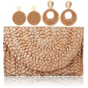 i-Keaui Straw Shoulder Bag for Women Woven Purse Clutch Straws Bags Women's Handbags Summer Beach Envelope Wallet