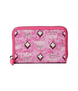 mcm portuna zipped wallet mini pink one size