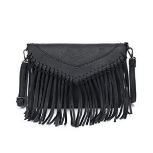 fringe crossbody purse for women, vintage leather western boho purse, tassel small handbag shoulder bag