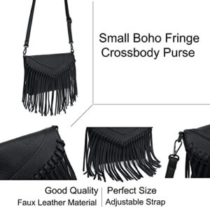 Fringe Crossbody Purse for Women, Vintage Leather Western Boho Purse, Tassel Small Handbag Shoulder Bag
