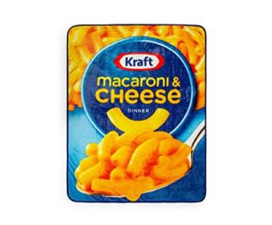 kraft macaroni and cheese plush fleece throw blanket | soft polyester cover for sofa and bed, cozy home decor room essentials | cute gifts and collectibles | 45 x 60 inches