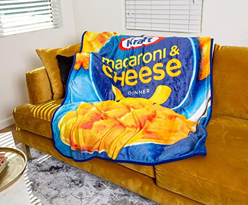 Kraft Macaroni and Cheese Plush Fleece Throw Blanket | Soft Polyester Cover For Sofa and Bed, Cozy Home Decor Room Essentials | Cute Gifts and Collectibles | 45 x 60 Inches