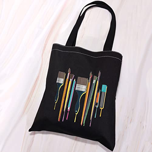 VAMSII Artist Tote Bag Painter Gift Bag Creativity is Intelligence Having Fun Art Teacher Gifts Art Student Gifts Supply Bag (Artist Black Tote)