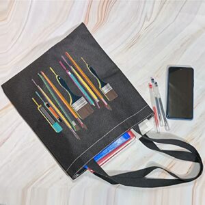 VAMSII Artist Tote Bag Painter Gift Bag Creativity is Intelligence Having Fun Art Teacher Gifts Art Student Gifts Supply Bag (Artist Black Tote)