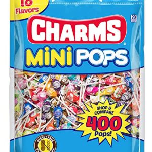 Tootsie Roll Charms Mini Pops, 18 Flavors,5 pounds, 400 Count Individually Wrapped, Peanut-Free Lollipops