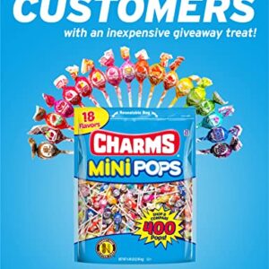 Tootsie Roll Charms Mini Pops, 18 Flavors,5 pounds, 400 Count Individually Wrapped, Peanut-Free Lollipops