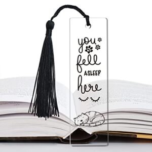 you fell asleep here cat funny for women inspirational bookmark, reader gifts, reading gifts, gift for book lover writers friend