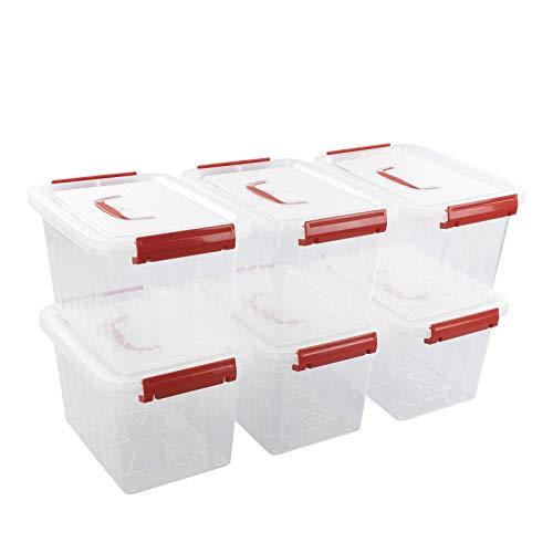 Xyskin 6 Quart Plastic Storage Box, Small Storage Bin with Lids/Handle, 7 L