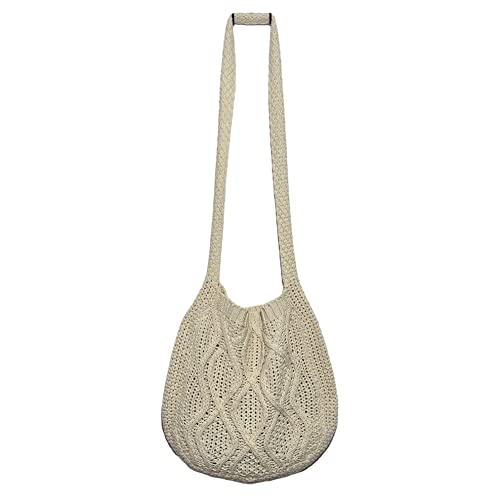 Crochet Tote Bag for Women Knitted Shoulder Bags Aesthetic Crocheted Bags Purse Fairy Grunge Hobo Bag Crochet Crossbody Bag