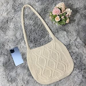 Crochet Tote Bag for Women Knitted Shoulder Bags Aesthetic Crocheted Bags Purse Fairy Grunge Hobo Bag Crochet Crossbody Bag