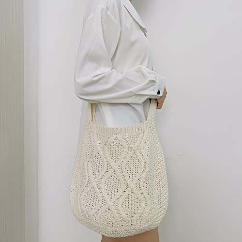 Crochet Tote Bag for Women Knitted Shoulder Bags Aesthetic Crocheted Bags Purse Fairy Grunge Hobo Bag Crochet Crossbody Bag