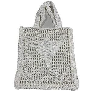 zz.luxi Handmade Straw Bag,Travel Beach Fishing Mesh Bag,Fashion Casual Travel Mesh Beach Tote Womens Hollow Shoulder Handbag Women