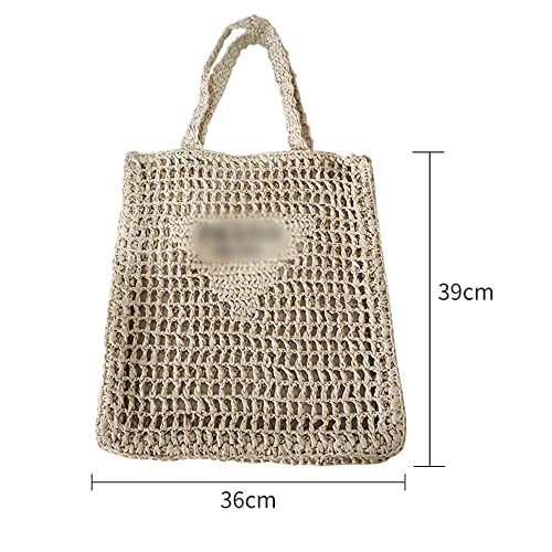 zz.luxi Handmade Straw Bag,Travel Beach Fishing Mesh Bag,Fashion Casual Travel Mesh Beach Tote Womens Hollow Shoulder Handbag Women