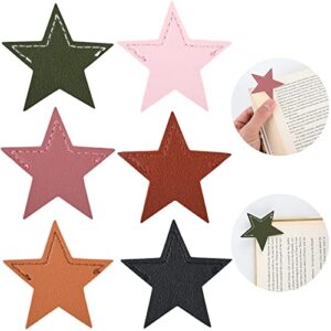 vaipi 6 pcs leather star bookmarks corner page bookmark personalized reading book marks accessories cute reading lover gifts for women,kids, men,book lovers, bookworms,page markers for teacher reading