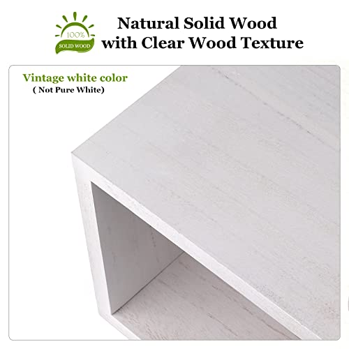 Adowes Floating Nightstand Wall Mounted Nightstand Wood Bedside Shelf 2 Tier Floating Shelves for Wall at Bedroom Living Room Bathroom Vintage White