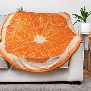 Orange Slice Round Fleece Throw Blanket | Plush Soft Polyester Cover for Sofa and Bed, Cozy Home Decor Room Essentials and Collectibles | 60 Inches