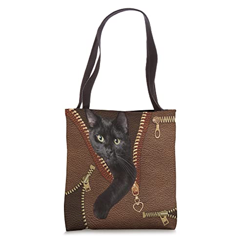 Funny Black Cat, Black Cat Lovers, Cat Mom Tote Bag