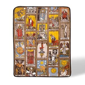 Tarot Card Collage Fleece Throw Blanket | Plush Soft Polyester Cover for Sofa and Bed, Cozy Home Decor, Luxury Room Essentials | Zodiac Astrology Gifts for Adults and Teens | 45 x 60 Inches