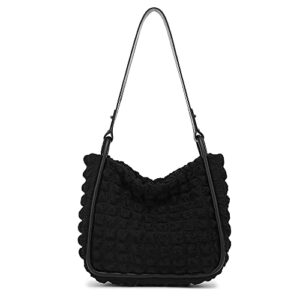 tote handbags for women, large shoulder bag fashion tote handbag ladies top-handle purse bag, girls shoulder bucket bag (black)