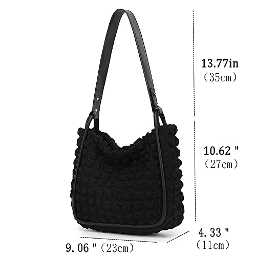 Tote Handbags for Women, Large Shoulder Bag Fashion Tote Handbag Ladies Top-handle Purse Bag, Girls Shoulder Bucket Bag (Black)