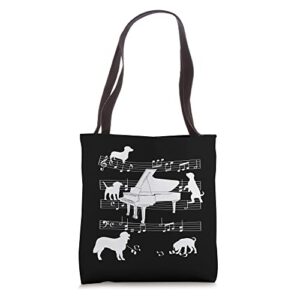 grand piano player dog for pianist dogs and grand piano tote bag