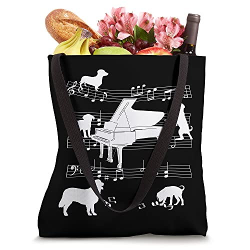 Grand Piano Player Dog for Pianist Dogs and Grand Piano Tote Bag