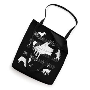 Grand Piano Player Dog for Pianist Dogs and Grand Piano Tote Bag