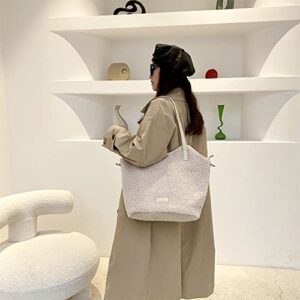 Women Large Fleece Sherpa Bags Teddy Plush Fluffy Furry Purses Big Faux Fur Fuzzy Handbag Crossbody Hobo Tote Shopper