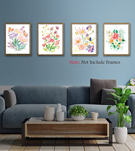 YIMEHDAN Colorful Wildflower Wall Art Print -- Natural Botanical Plant Canvas Print -- Watercolor Blooming Floral Flower Artwork for Garden Farmhouse Decor ( Set of 6 ) -- Unframed -- 8X10 inch