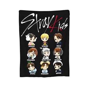 stray kids blanket merch throw blanket fleece lightweight soft for bed 80″x60″ for adults
