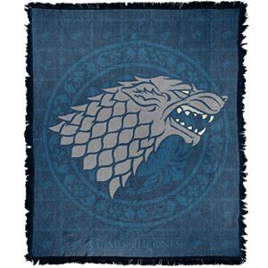 logovision game of thrones blanket, 50″x60″ stark sigil woven tapestry cotton blend fringed throw blanket