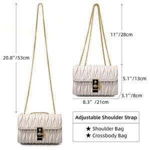 LesunPan Quilted Crossbody Bags for Women Leather Shoulder Bag Handbag Ladies Small Purses with Chain Strap and Lock