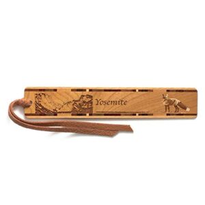 yosemite national park, california – engraved wooden bookmark with suede tassel – made in usa – also available personalized