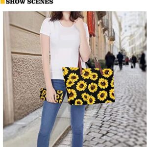 Dellukee Large Tote Bag Purse for Women Husky Print Casual Shoulder Bag Top Handle Bag 2Pcs Handbag Wallet Set