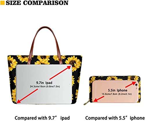 Dellukee Large Tote Bag Purse for Women Husky Print Casual Shoulder Bag Top Handle Bag 2Pcs Handbag Wallet Set