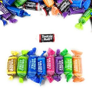 Tootsie Roll Fruit Chews And Original Chocolate Midgees American Chewy Taffies Candy Individually Wrapped In Resealable Bag Bulk 3 Lbs 130+pcs (48-oz) - Made In USA