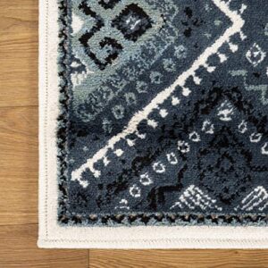 SUPERIOR Poway Collection Indoor Large Area Rug, Geometric Diamonds, Home Decor Perfect for Dining Room, Living, Bedroom, Entryway, Kitchen, Dorm, Office, Jute Backing, 5' x 8', White-Navy