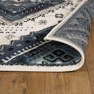 SUPERIOR Poway Collection Indoor Large Area Rug, Geometric Diamonds, Home Decor Perfect for Dining Room, Living, Bedroom, Entryway, Kitchen, Dorm, Office, Jute Backing, 5' x 8', White-Navy