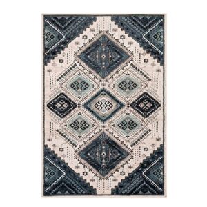 SUPERIOR Poway Collection Indoor Large Area Rug, Geometric Diamonds, Home Decor Perfect for Dining Room, Living, Bedroom, Entryway, Kitchen, Dorm, Office, Jute Backing, 5' x 8', White-Navy