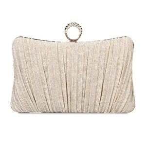 tanpell women evening bag satin clutch purse handbag for wedding prom party (champagne)