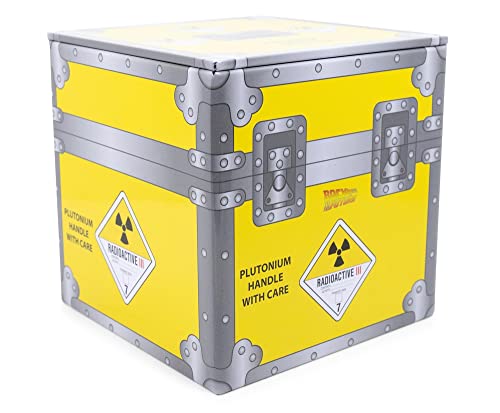 Back to the Future Plutonium Crate 4-Inch Tin Storage Box Cube Organizer with Lid | Basket Container, Cubby Cube Closet Organizer, Home Decor Playroom Accessories | '80s Toys, Gifts And Collectibles
