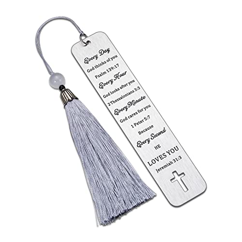 Christian Gifts Religious Bookmarks for Women Men Adult Girl Boy Baptism Gift Bible Book Marker with Tassel Son Daughter Christmas Birthday Church Present for Catholic Friend Sister Coworker Booklover