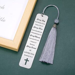 Christian Gifts Religious Bookmarks for Women Men Adult Girl Boy Baptism Gift Bible Book Marker with Tassel Son Daughter Christmas Birthday Church Present for Catholic Friend Sister Coworker Booklover