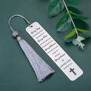 Christian Gifts Religious Bookmarks for Women Men Adult Girl Boy Baptism Gift Bible Book Marker with Tassel Son Daughter Christmas Birthday Church Present for Catholic Friend Sister Coworker Booklover