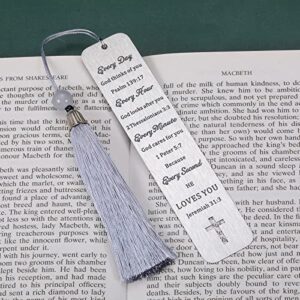 Christian Gifts Religious Bookmarks for Women Men Adult Girl Boy Baptism Gift Bible Book Marker with Tassel Son Daughter Christmas Birthday Church Present for Catholic Friend Sister Coworker Booklover