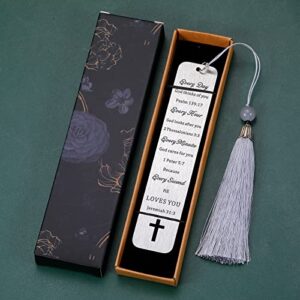 Christian Gifts Religious Bookmarks for Women Men Adult Girl Boy Baptism Gift Bible Book Marker with Tassel Son Daughter Christmas Birthday Church Present for Catholic Friend Sister Coworker Booklover