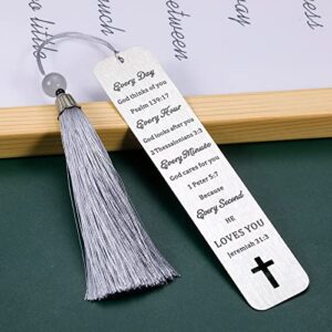 Christian Gifts Religious Bookmarks for Women Men Adult Girl Boy Baptism Gift Bible Book Marker with Tassel Son Daughter Christmas Birthday Church Present for Catholic Friend Sister Coworker Booklover