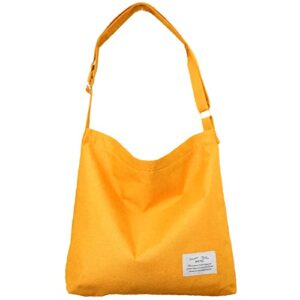 Women's Retro Large Size Canvas Shoulder Bag Hobo Crossbody Handbag Casual Tote (B-yellow)